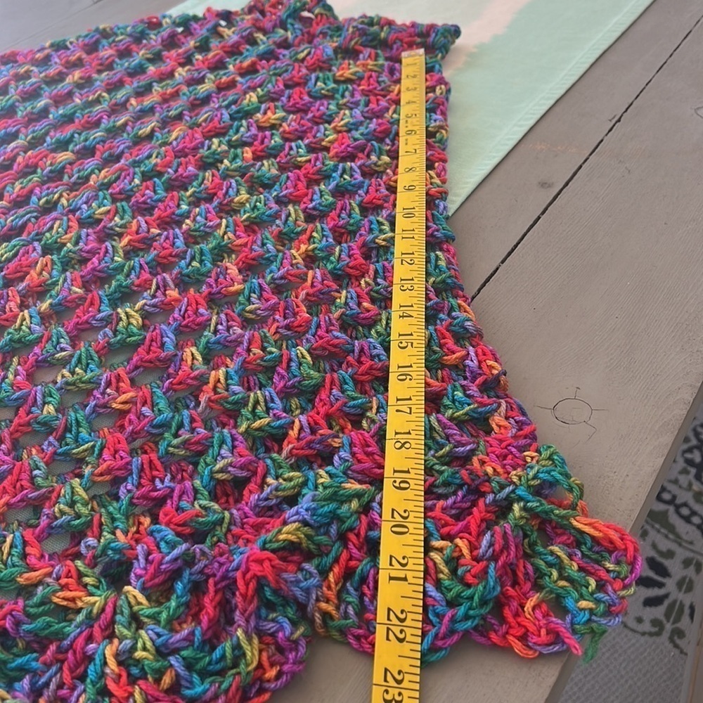 Handmade Multicolor Open Knit Crochet Poncho One Size - Picture 10 of 10